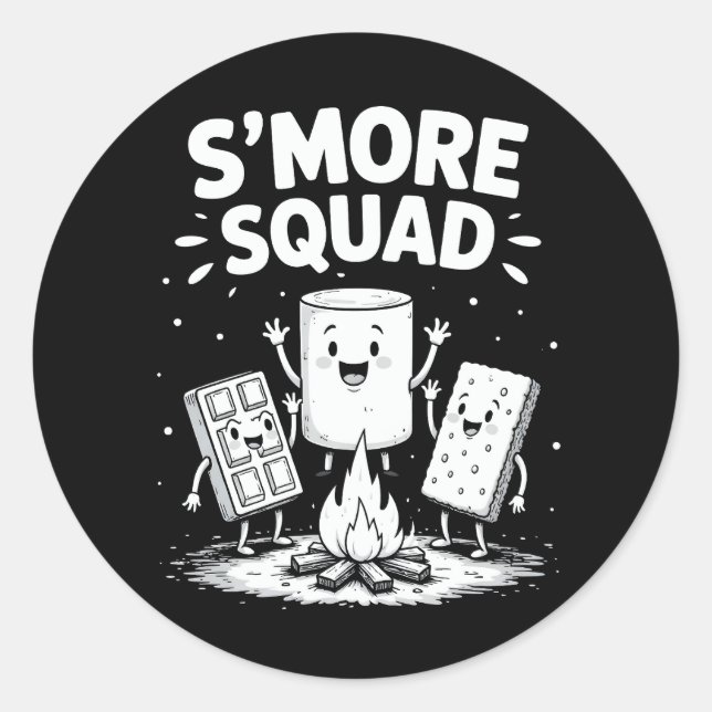 Adesivo S'mores Squad Camping Campfire Cute Marshmallow (Frente)