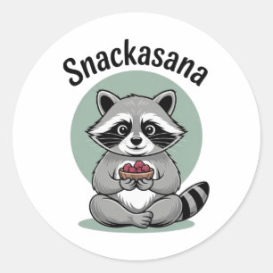 Adesivo Snackasana Guaxinim Divertido Ioga Meditação Anima