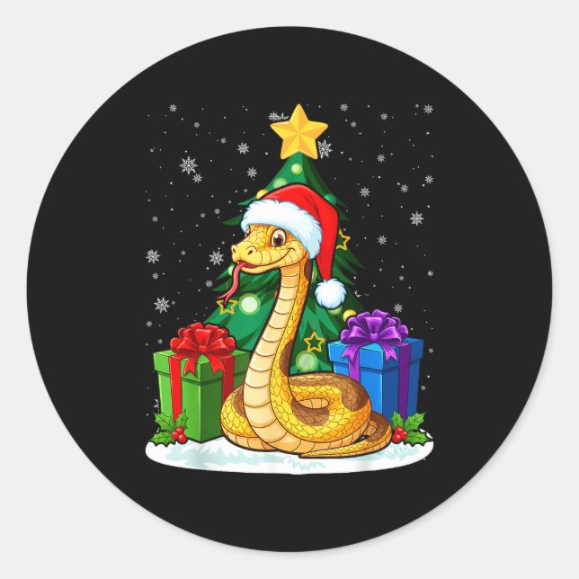 Adesivo Snake Santa Hat Christmas Pajama Cute Animal Snowf (Frente)