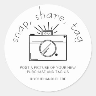 Adesivo Snap Share Tag Simples Câmera Empresa de Mídia S