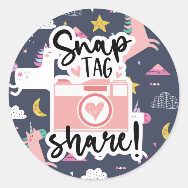 Adesivo Snap Tag e Share Classic Round Sticker (Frente)