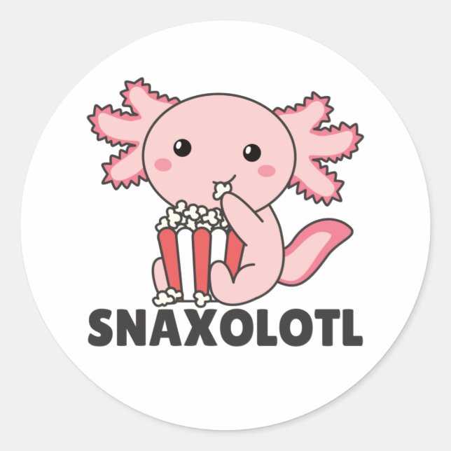 Adesivo Snaxolotl Axolotl Amante Animais Doce Pipoca Cla (Frente)