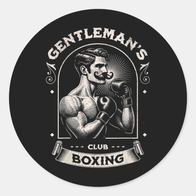 Adesivo #snirt Clube de Boxe Gentleman Retro Com Caixa Mot (Frente)