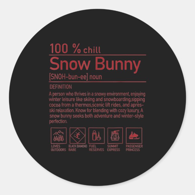 Adesivo Snow Bunny Definition Funny Trendy Winter Skiing C (Frente)