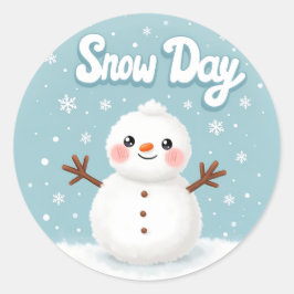 Adesivo Snow Day Winter Snowman Classic Round Sticker