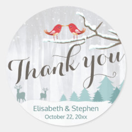 Adesivo Snow Wonderland Bird Deer Casamento no inverno Obr
