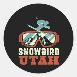 Adesivo Snowbird Utah Mountain Vintage Retro Skiing E Sn