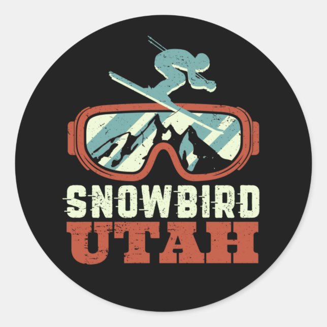 Adesivo Snowbird Utah Ski Resort Retro Ski Snowboard (Frente)