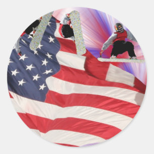 Adesivo Snowboard American Flag Sticker