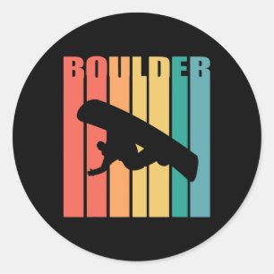 Adesivo Snowboard Boulder Colorado 70s Silhouette Gift