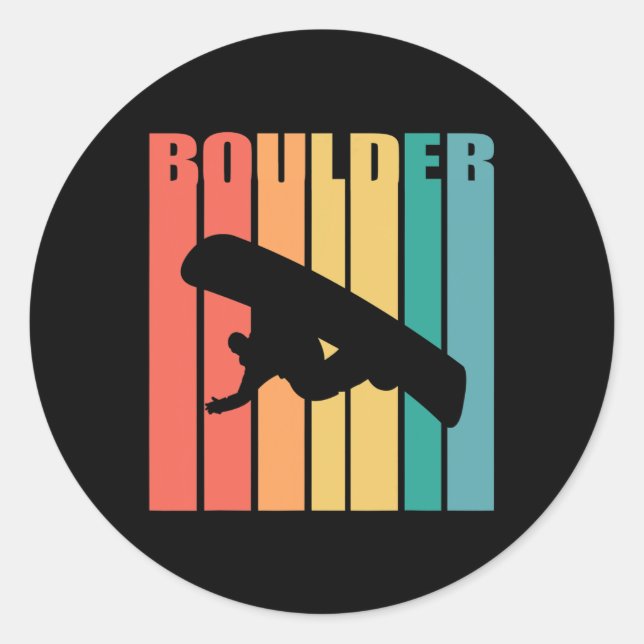 Adesivo Snowboard Boulder Colorado 70s Silhouette Gift (Frente)