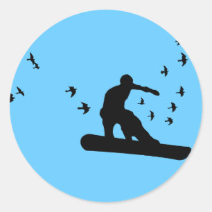 Adesivo snowboard com pássaros.