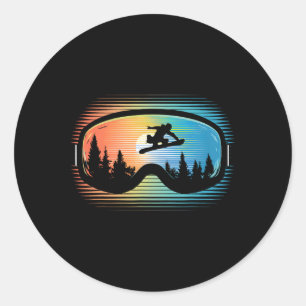 Adesivo Snowboard Goggles Vintage Mountain Snowboard Re