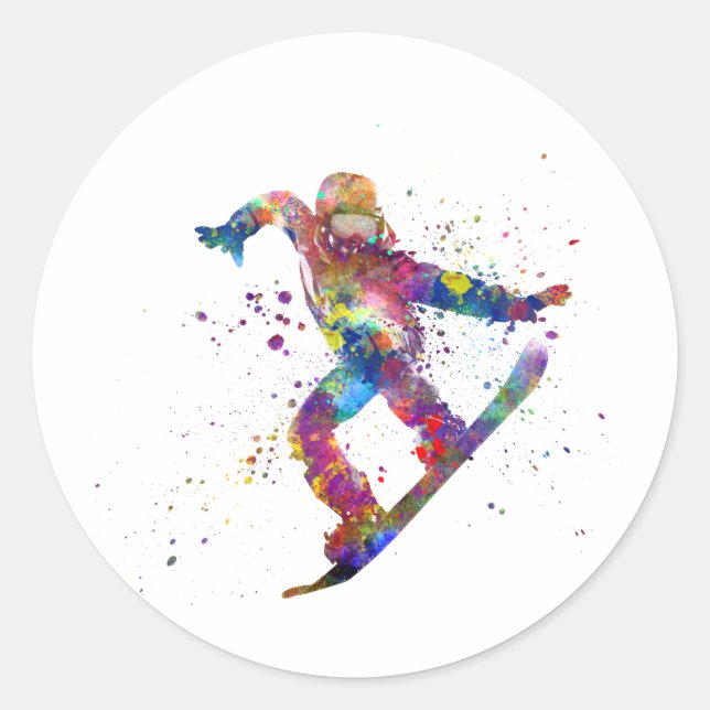 Adesivo Snowboard in watercolor (Frente)