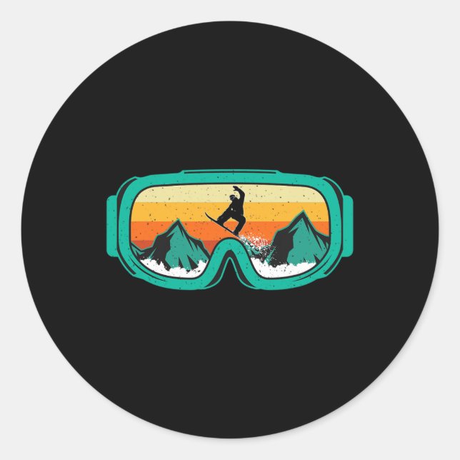 Adesivo Snowboard - Retro Goggles Wintersport Lover Snowb (Frente)
