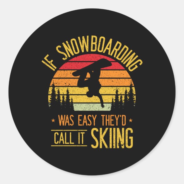 Adesivo Snowboard Retro Skiing No Snowboarder (Frente)