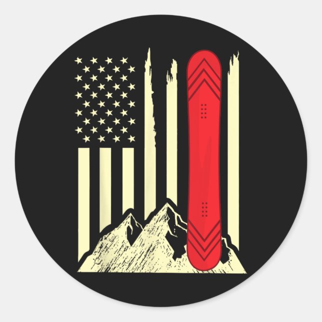 Adesivo Snowboard Skiboard Snowboard American Flag Snowbo (Frente)