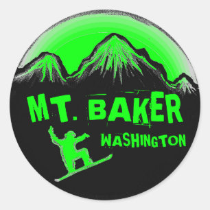 Adesivo Snowboard verde do Monte Baker Washington
