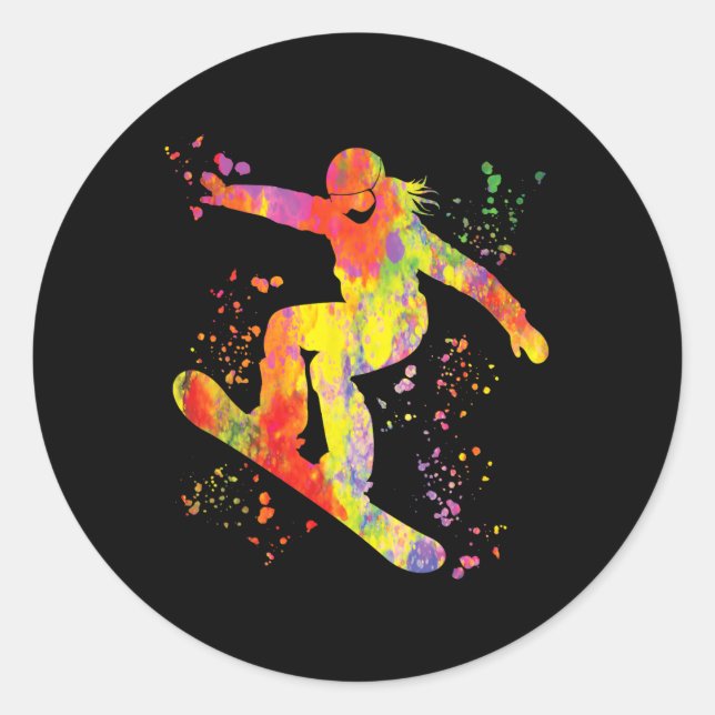 Adesivo Snowboarder Colorida Snowboard 7 (Frente)