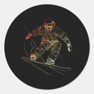Adesivo Snowboarder Sketch Vintage Alpino Snowboard