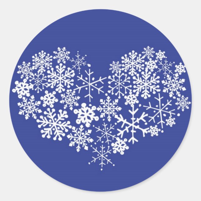Adesivo Snowflake Cardíaco Favor Casamento no inverno Enve (Frente)