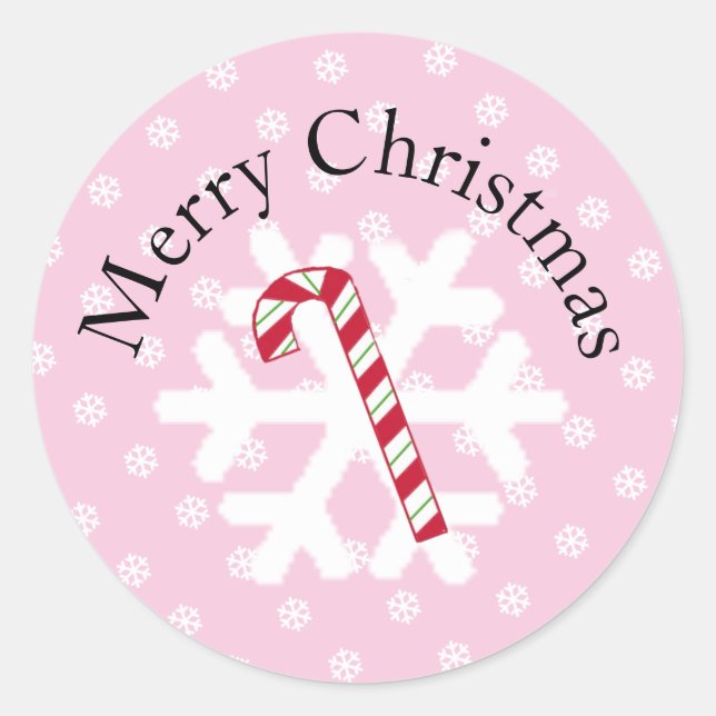 Adesivo Snowflake e Candy Cane Classic Round Sticker (Frente)