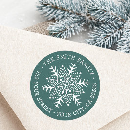 Adesivo Snowflake pine green return address