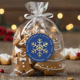 Adesivo Snowflake Royal Blue Elegant Faux Gold Christmas 