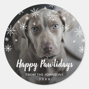 Adesivo Snowflakes Feliz Pawlidays Foto de Cachorro Natal