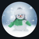 Adesivo Snowman Blue Winter Merry Christmas Stickers<br><div class="desc">Um boneco de neve vintage na terra maravilhosa do inverno espera fazer parte de suas artesanatos de presentes de Natal!</div>