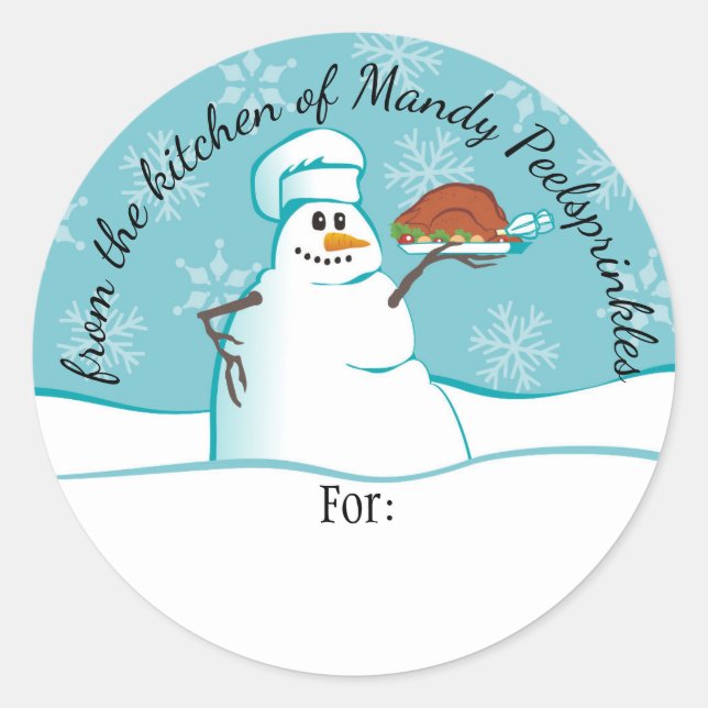 Adesivo Snowman chef turkey da cozinha da comida (Frente)