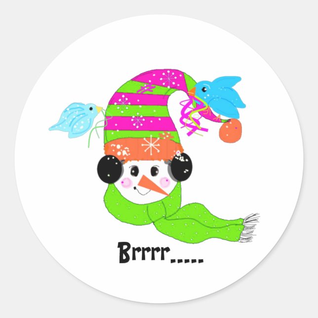 Adesivo Snowman Classic Round Sticker (Frente)