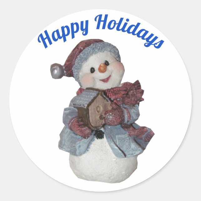 Adesivo Snowman com Birdhouse Winter Sticker (Frente)