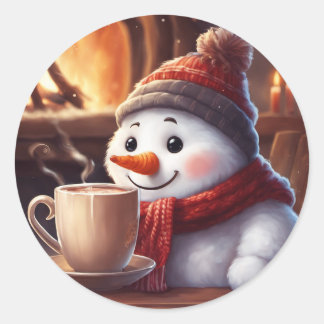 Adesivo Snowman com Vapor de Café Quente