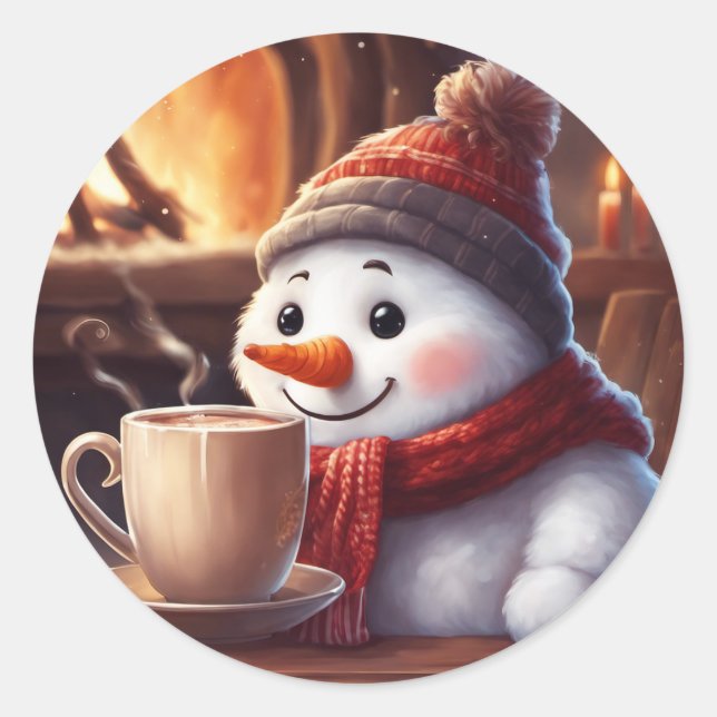 Adesivo Snowman com Vapor de Café Quente (Frente)