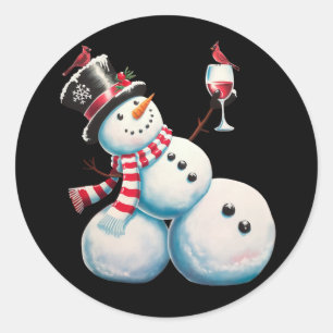 Adesivo Snowman Com Vinho De Natal Engraçado Presente De N