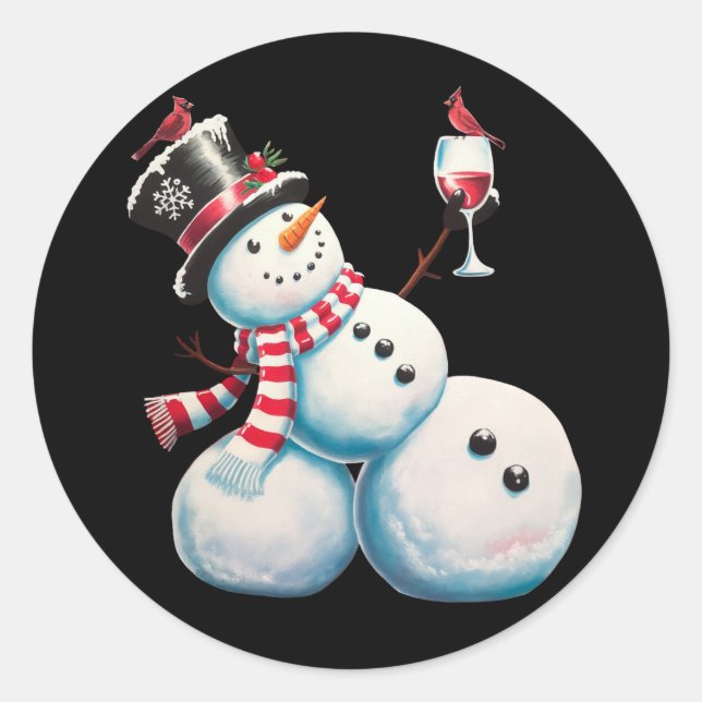 Adesivo Snowman Com Vinho De Natal Engraçado Presente De N (Frente)