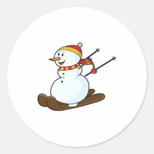 Adesivo Snowman como Skier com Skis & Boné
