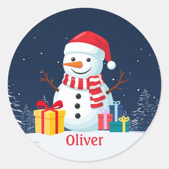 Adesivo Snowman Cute Personalized Christmas Holiday (Frente)