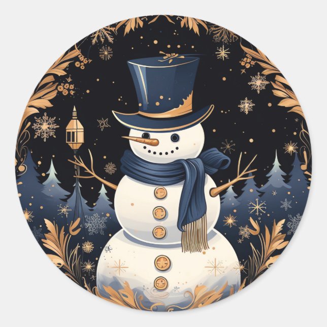 Adesivo Snowman Dourado deixa o Sticker (Frente)