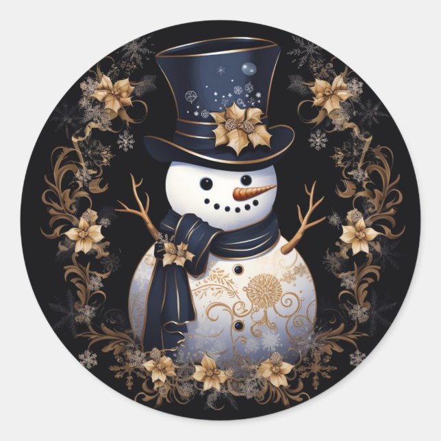 Adesivo Snowman Dourado Flowers Sticker (Frente)