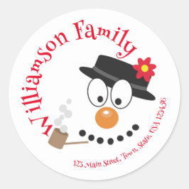 Adesivo Snowman Engraçado Rosto Bonito Endereço de Natal N