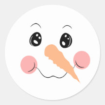 Snowman Face Classic Round Sticker