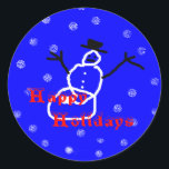 Adesivo Snowman Holiday Christmas Stickers Round Modelo<br><div class="desc">Homem de neve e queda de design de neve por Jasmin. Arte por crianças. com</div>
