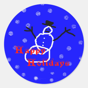 Adesivo Snowman Holiday Christmas Stickers Round Modelo