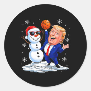Adesivo Snowman Joga Basquete Com Uma Grande Fundição De N