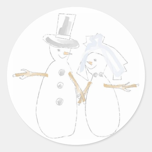 Adesivo Snowman Love Casal Holiday Design Seals (Frente)