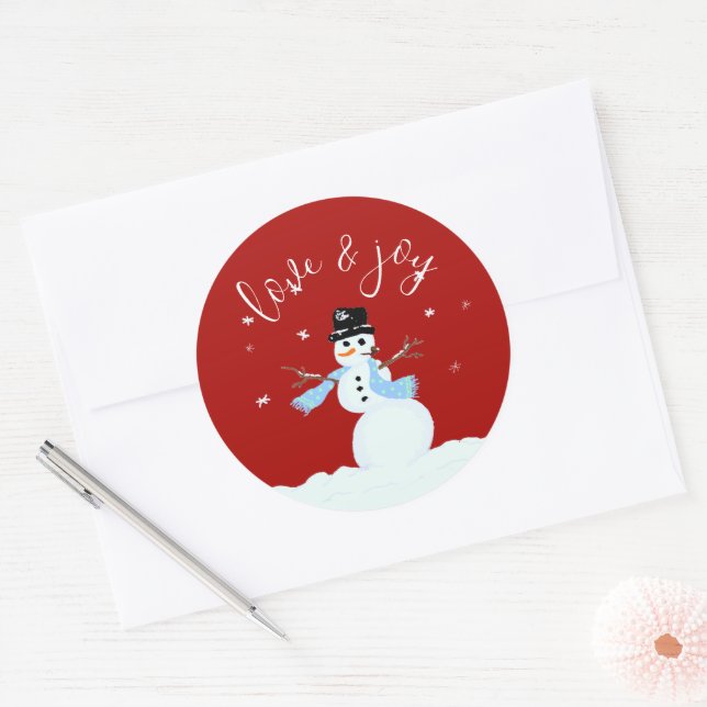 Adesivo Snowman Love n Joy Red Christmas Envelope Seal (Envelope)