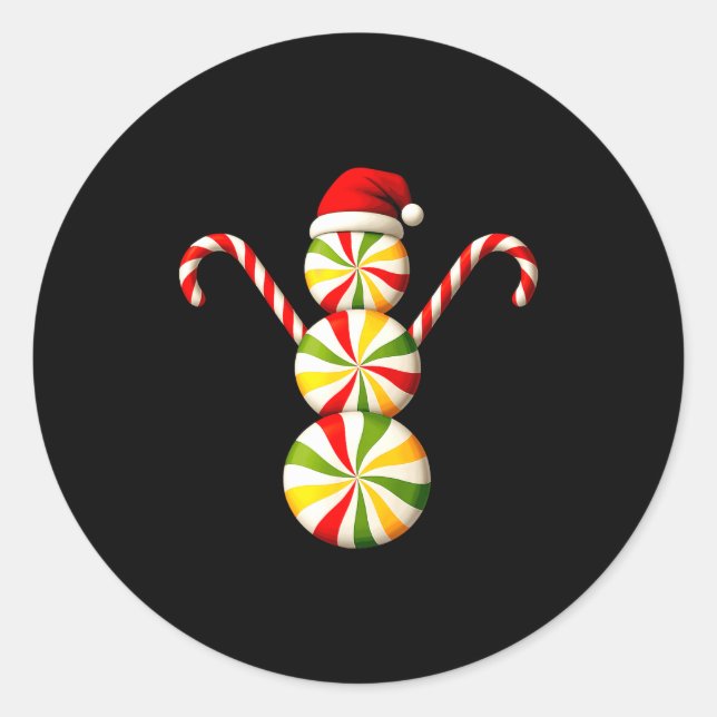 Adesivo Snowman Peppermint Candies Merry Christmas Pajamas (Frente)