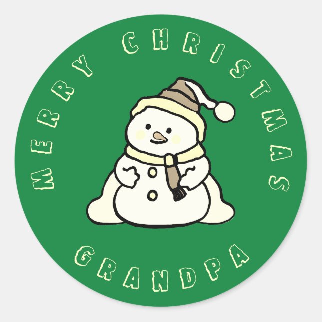 Adesivo Snowman Personalizado Feliz Natal Avô Verde (Frente)
